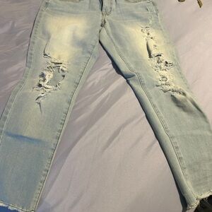 American Eagle Outfitters Light Blue Distressed Skinny Jeans